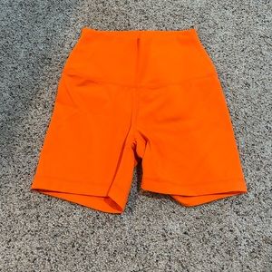bright orange biker shorts // size small